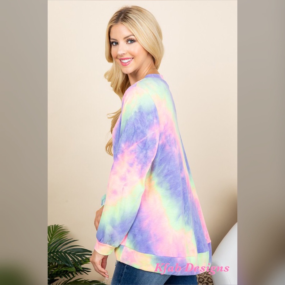 🥰LAST 1! Soft Tie Dye French Terry Hi Lo Pullover - Picture 6 of 6